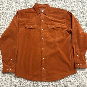 Poncho Outdoors Corduroy Pearl Snap Burnt Orange Long Sleeve Shirt